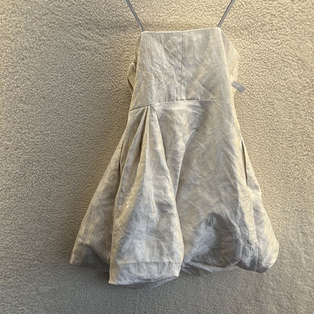 MONIQUE LHUILLER Ivory White Jacquard Strapless Wedding Minidress Size 4 - Picture 13 of 16